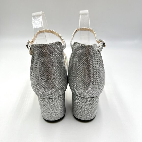 Touch Ups Womens 12M Zoey Silver Sparkly Low Block Heels Dress Sandals Shoes - Picture 7 of 14